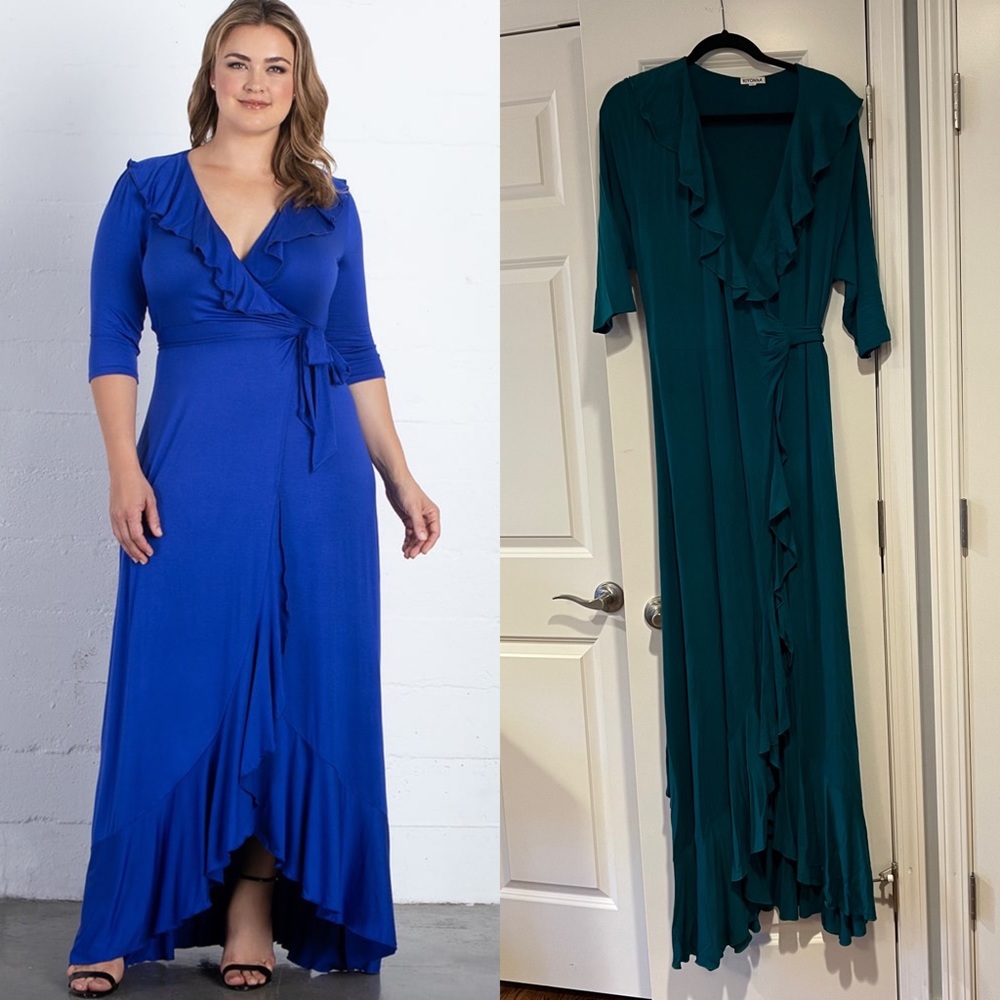 Kiyonna wrap maxi dress- in teal size 2 (18-20)